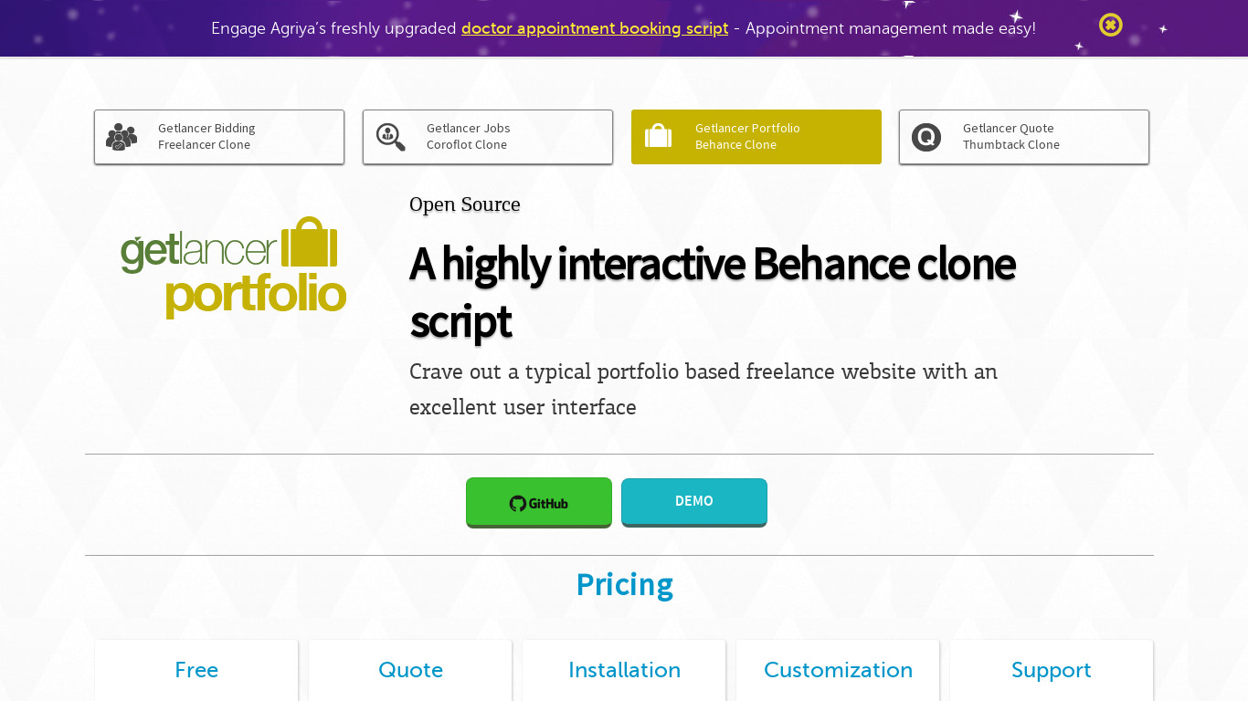 Getlancer Portfolio Landing page