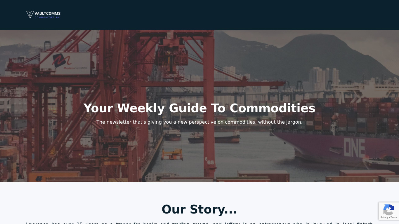 Vaultcomms Newsletter Landing page