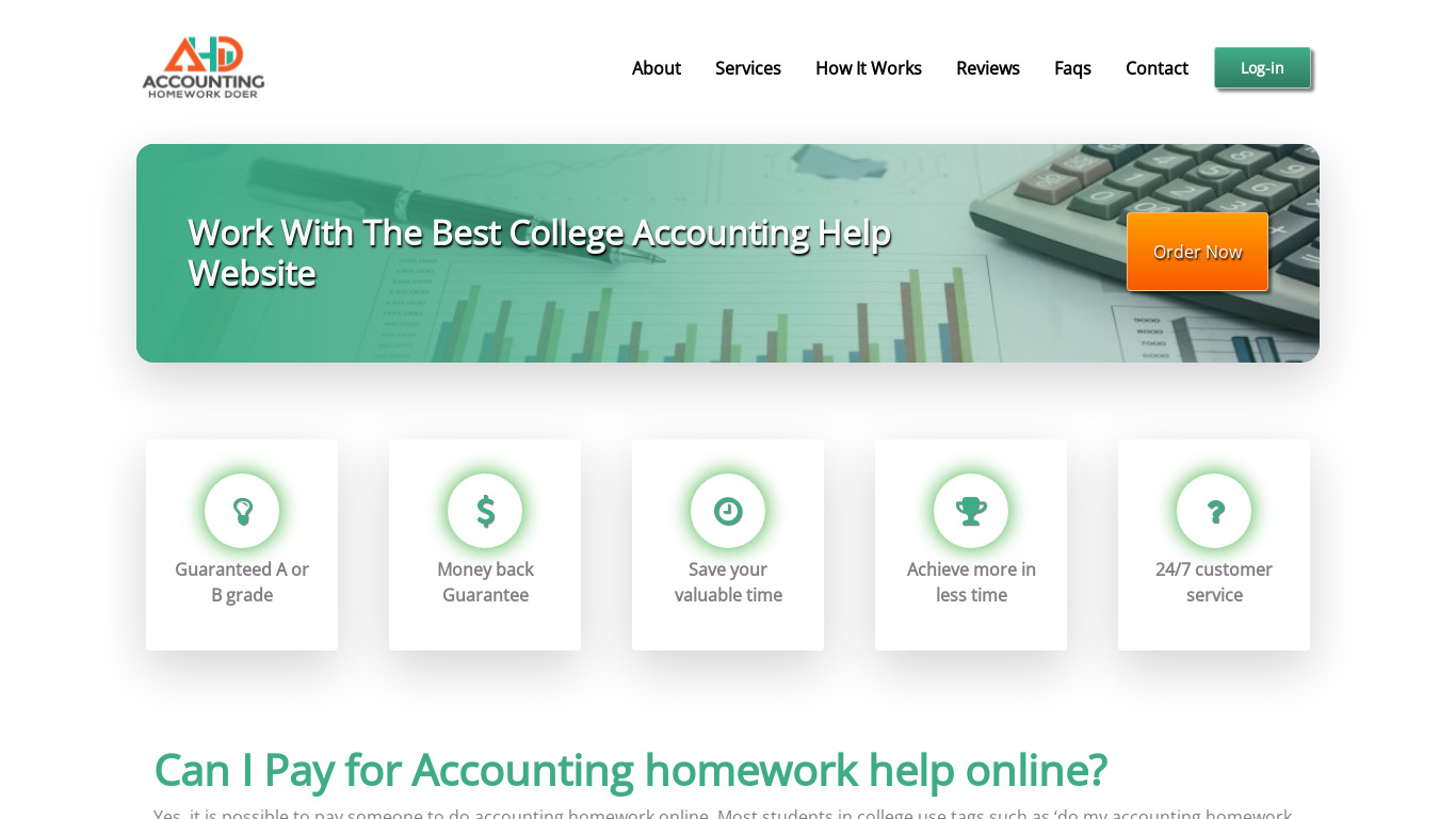 Accounting Homework Doer Landing page