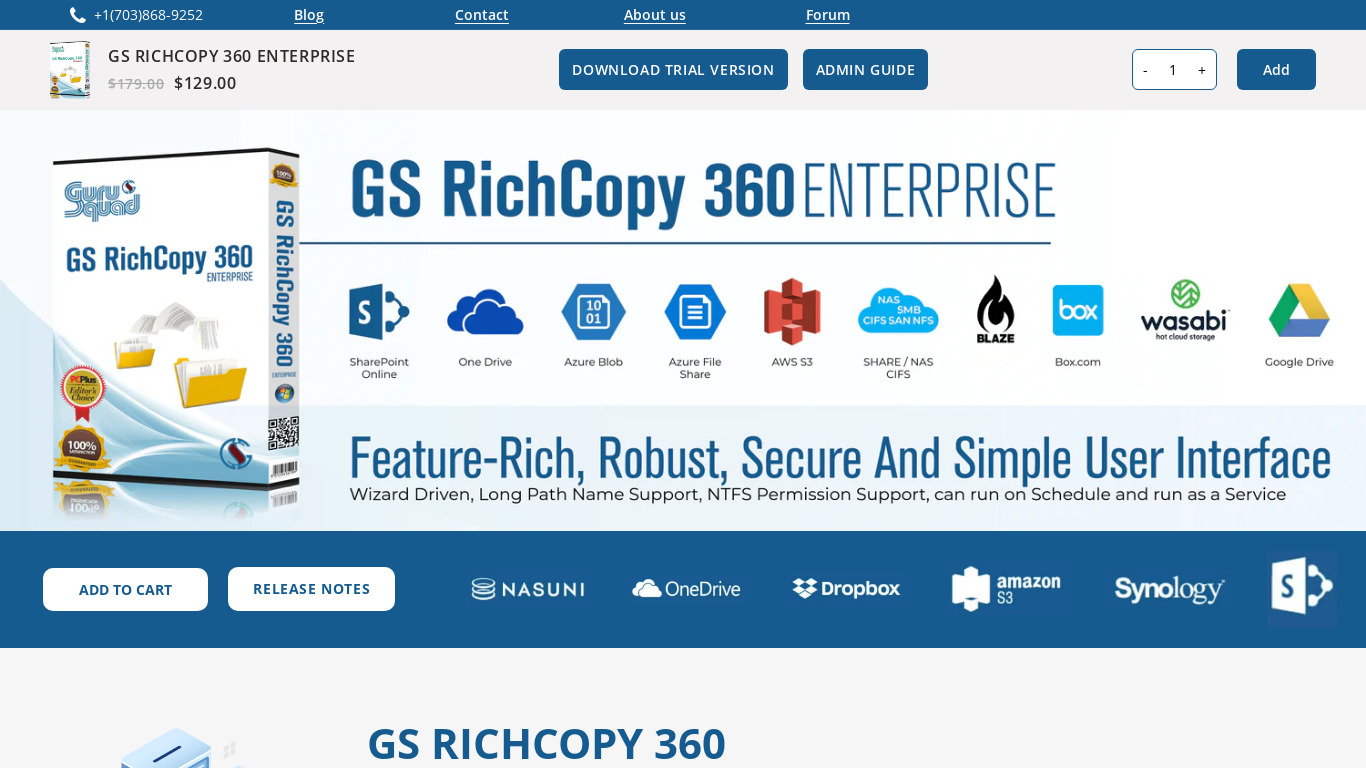 GS RichCopy 360 Enterprise Landing page