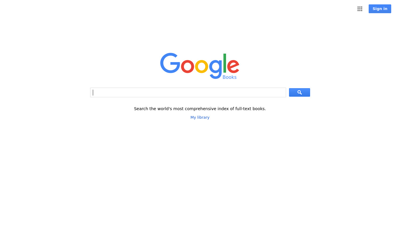 Google Books Landing page