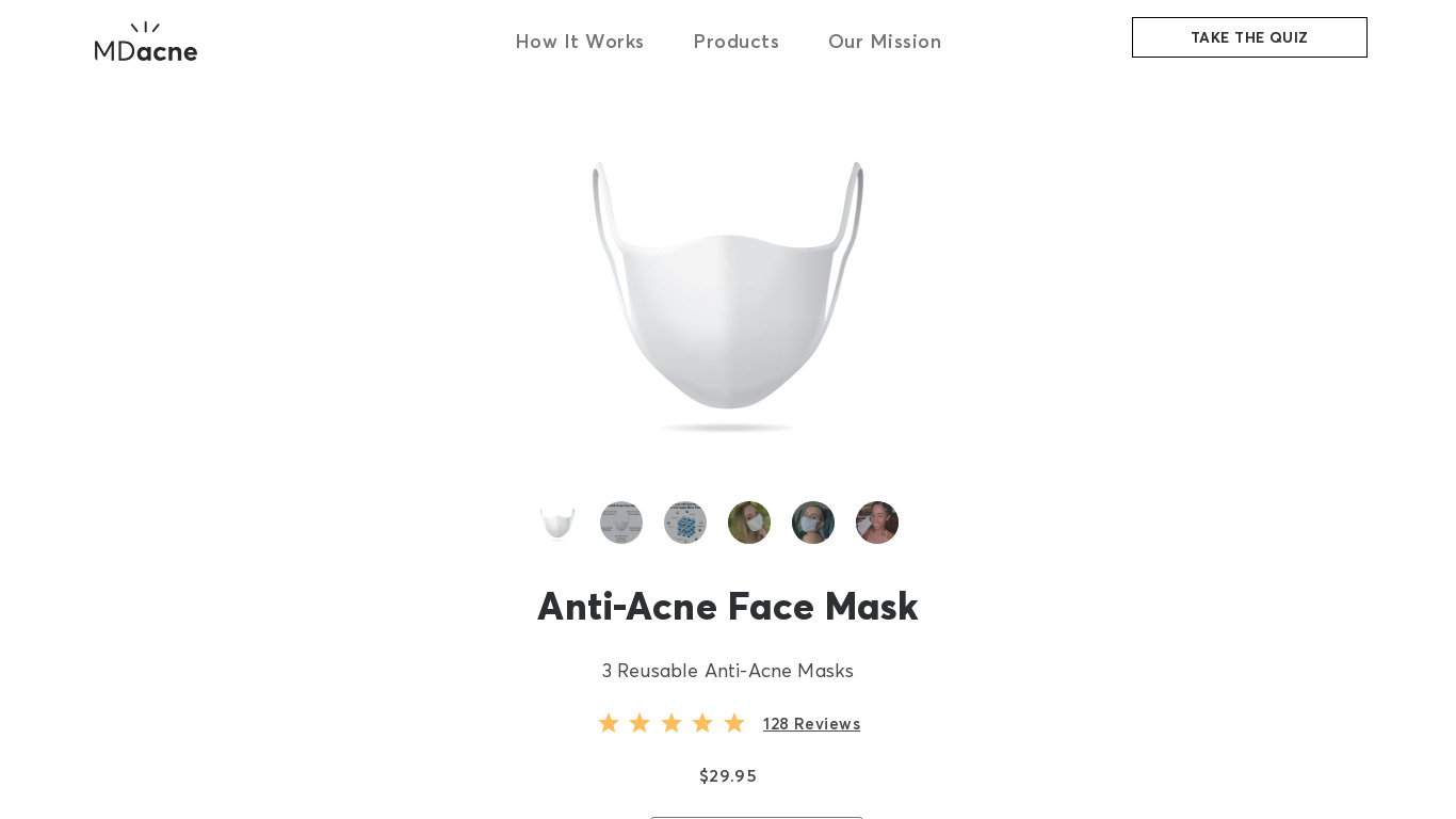Anti-Acne Face Mask Landing page