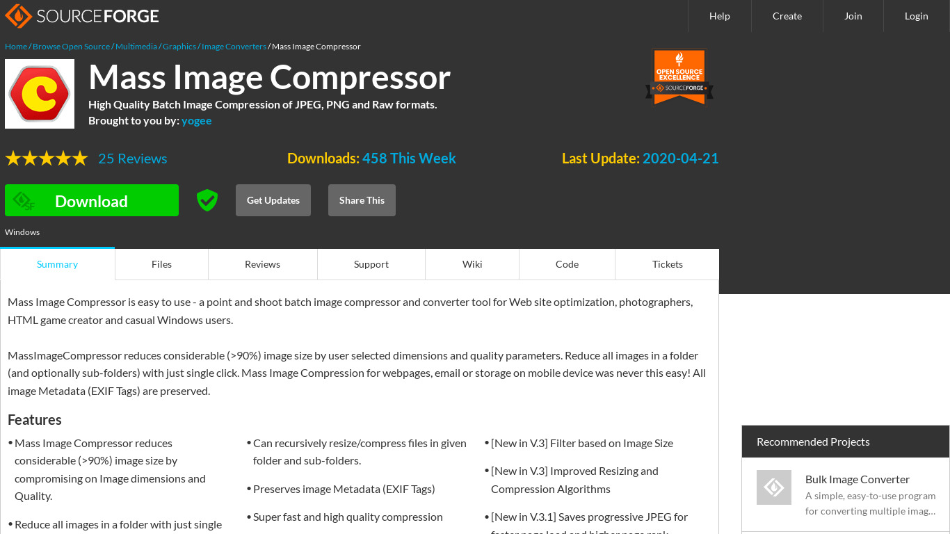 Mass Image Compressor Landing page