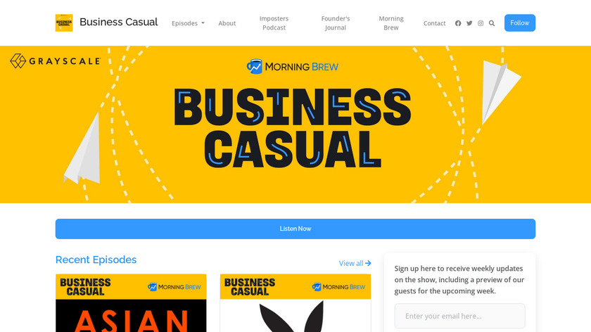 Business Casual Podcast Landing Page