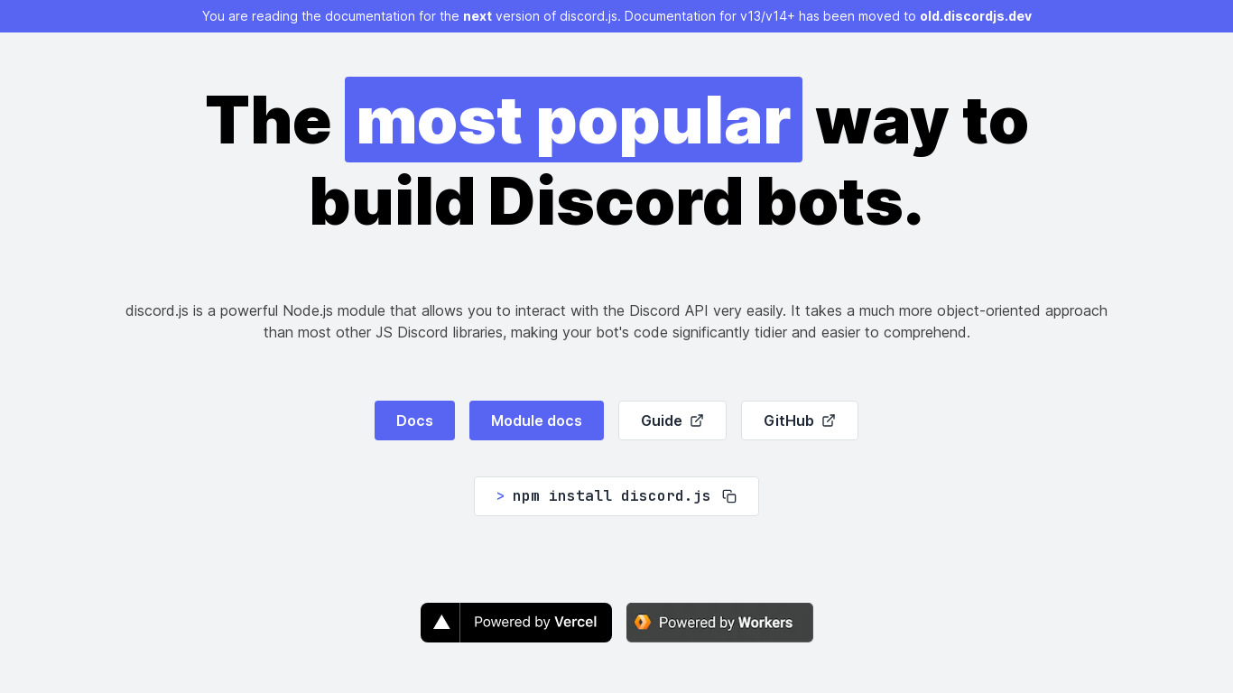 Discord.js Landing page