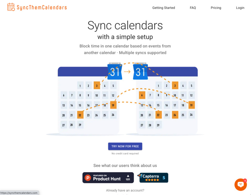 SyncThemCalendars Landing Page