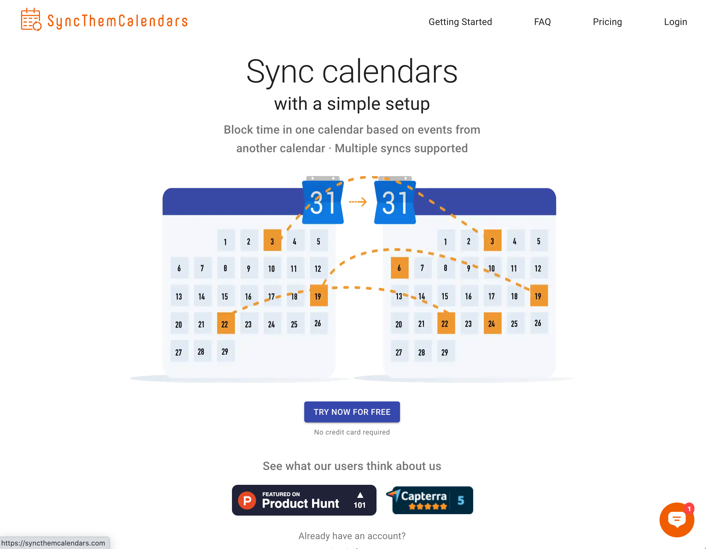 SyncThemCalendars Landing page