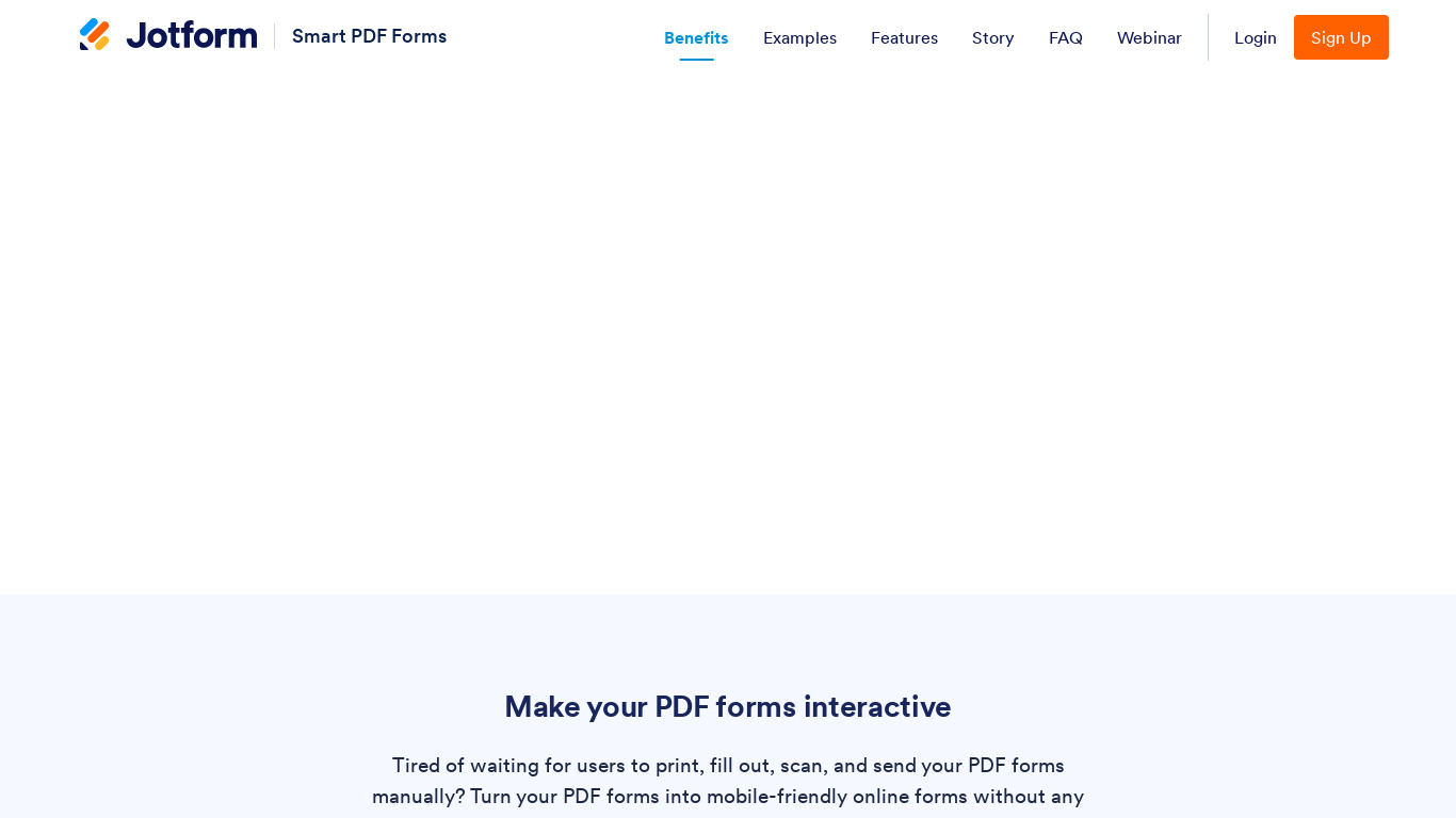 Smart PDF Forms by JotForm Landing page