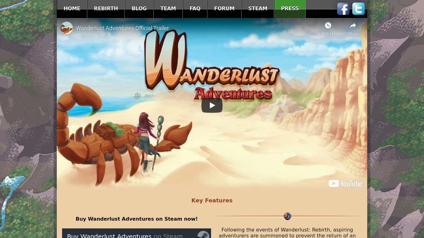 Wanderlust: Rebirth Landing page