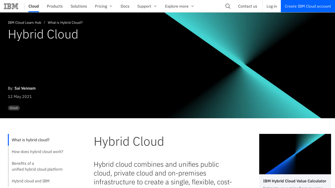 ibm.com Hybrid Cloud Landing page