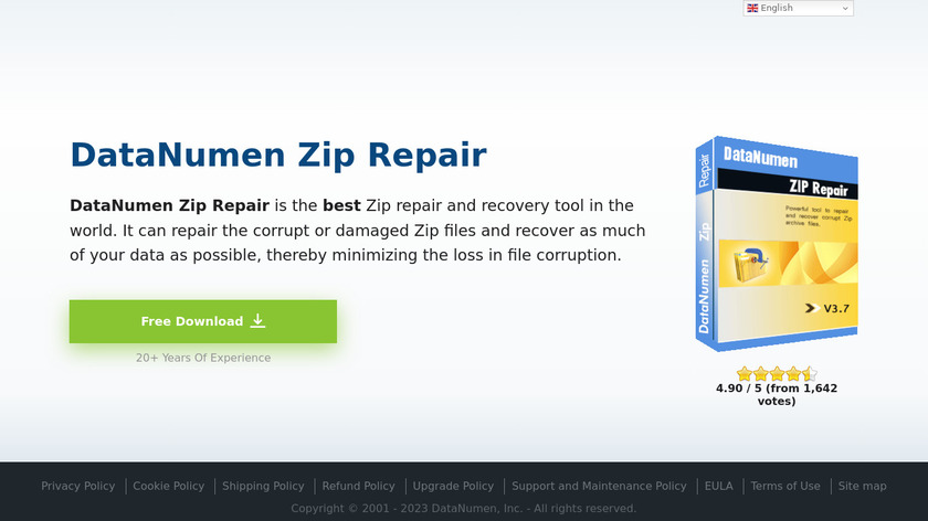 DataNumen Zip Repair Landing Page