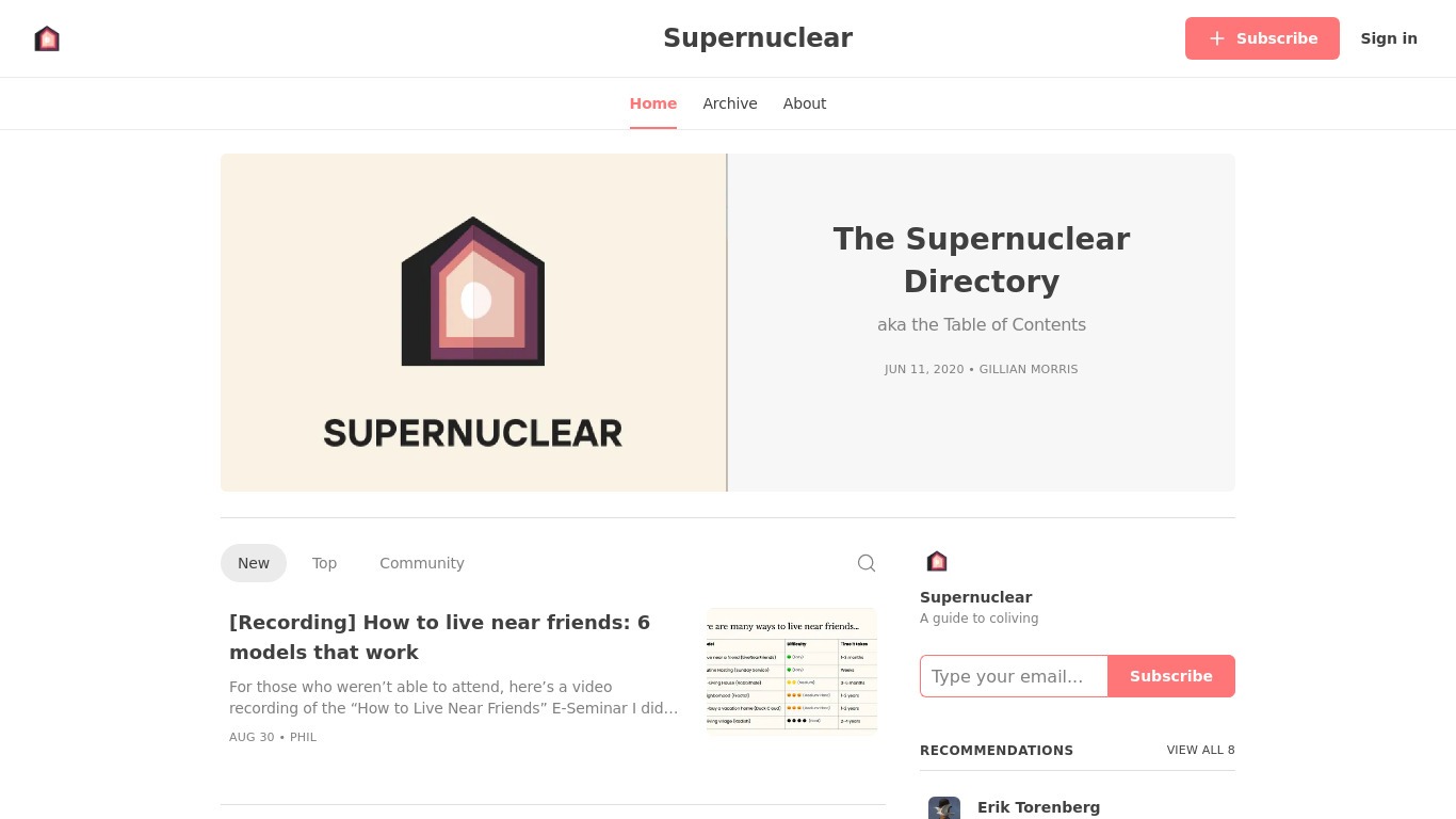 Supernuclear Landing page
