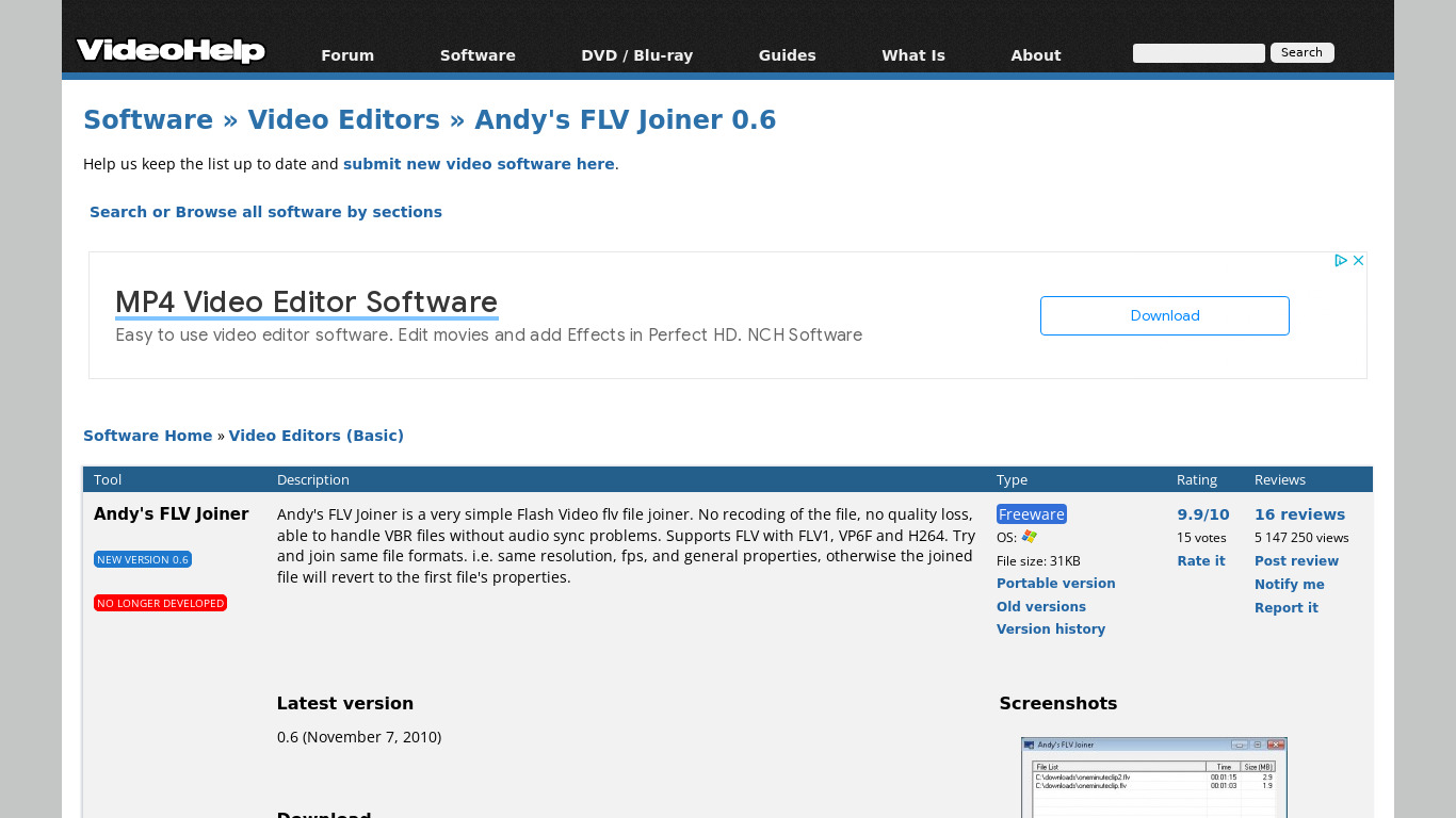 Andy's FLV Joiner Landing page
