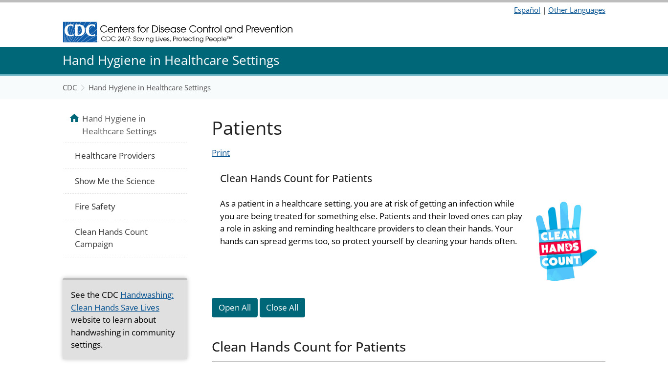 Handy Patients Landing page