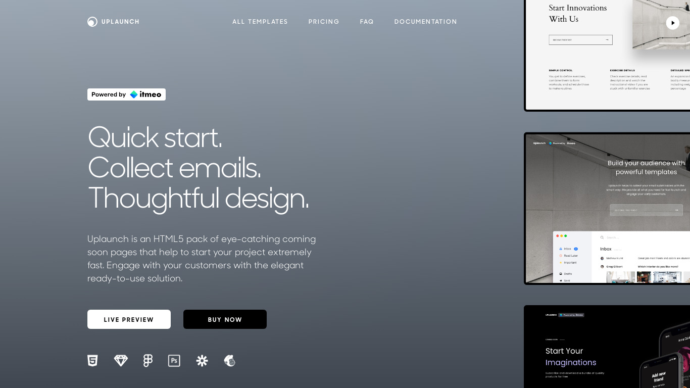 Uplaunch by itmeo Landing page