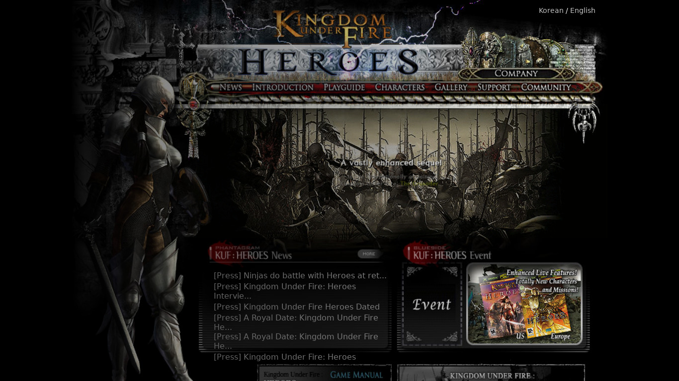 Kingdom Under Fire: Heroes Landing page
