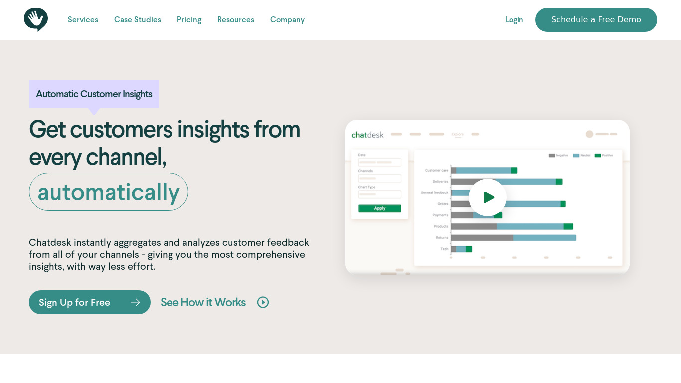 Trends by Chatdesk Landing page