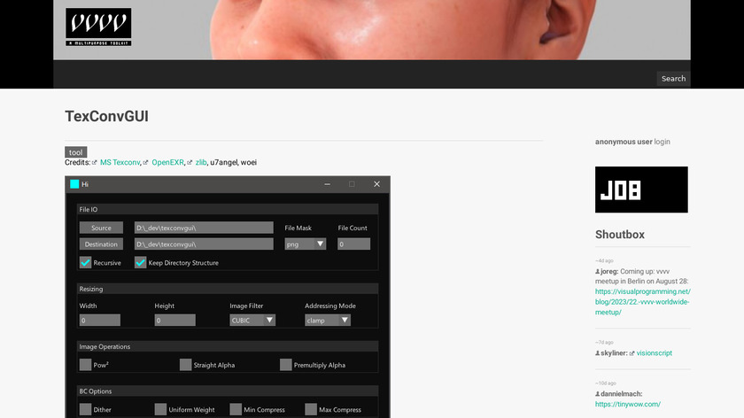 TexconvGUI Landing Page