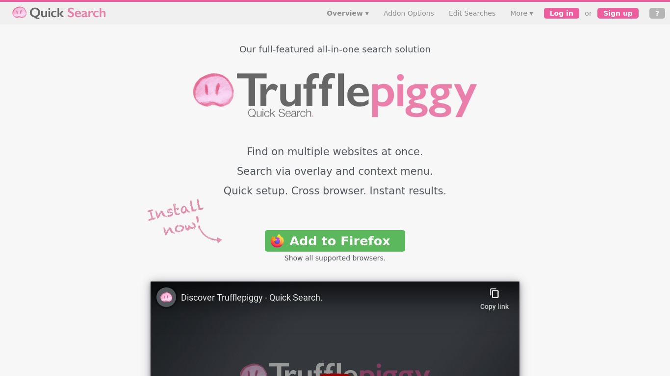 Trufflepiggy - Quick Search Landing page