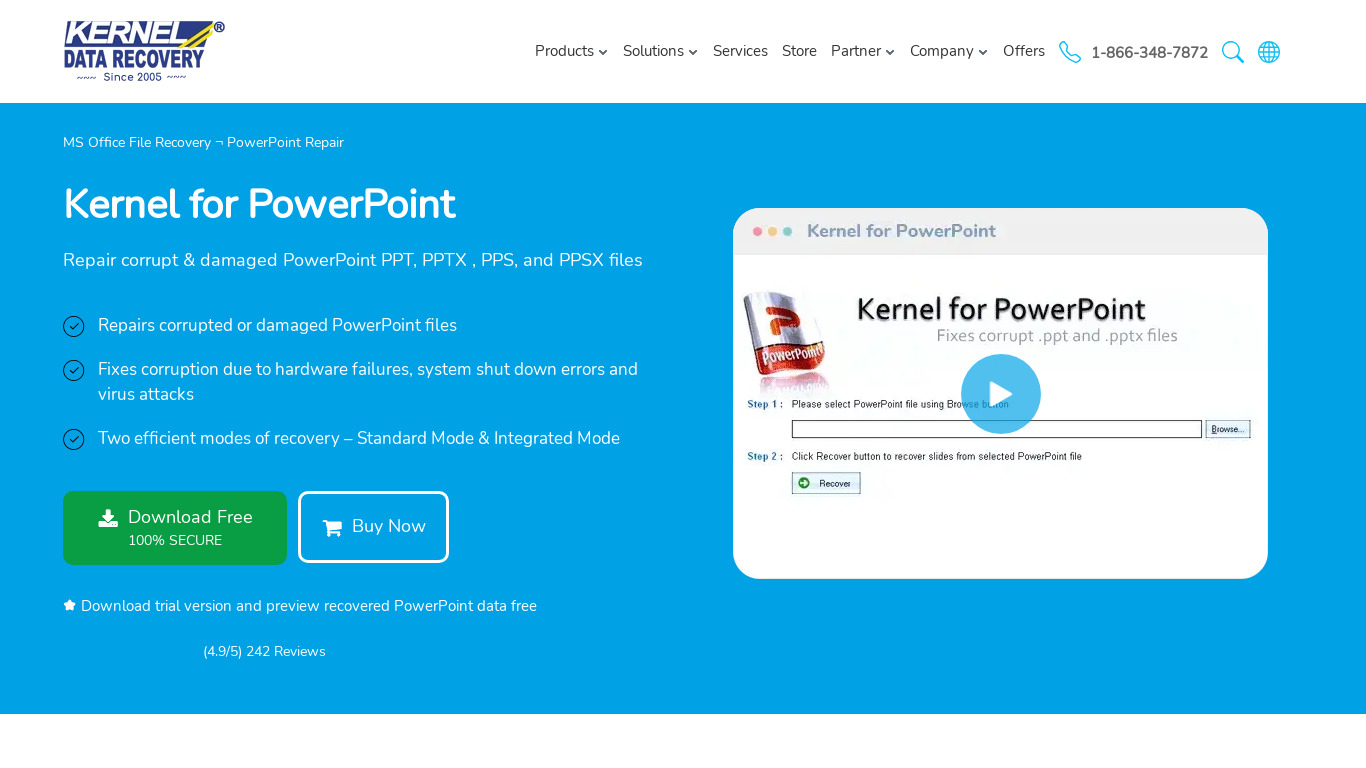 Kernel Recovery for PowerPoint Landing page