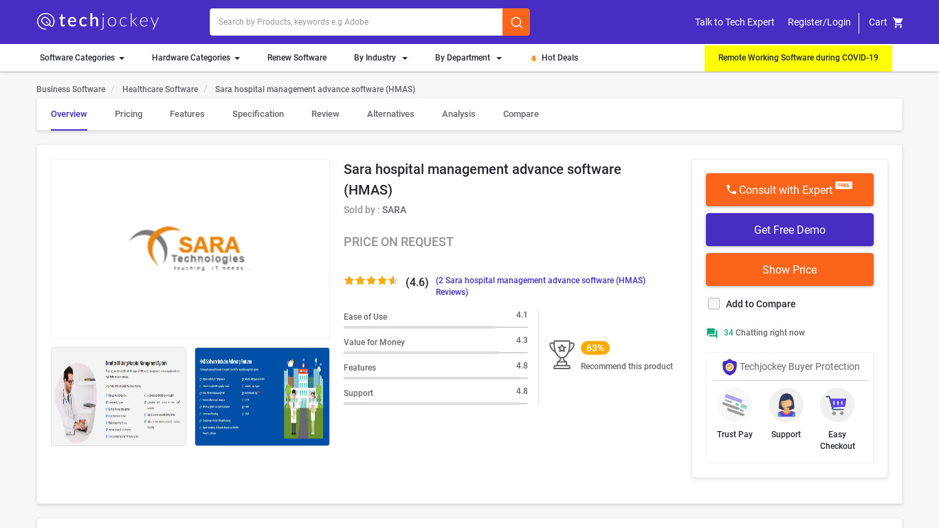 HMAS (Hospital Management Advance Software) Landing page