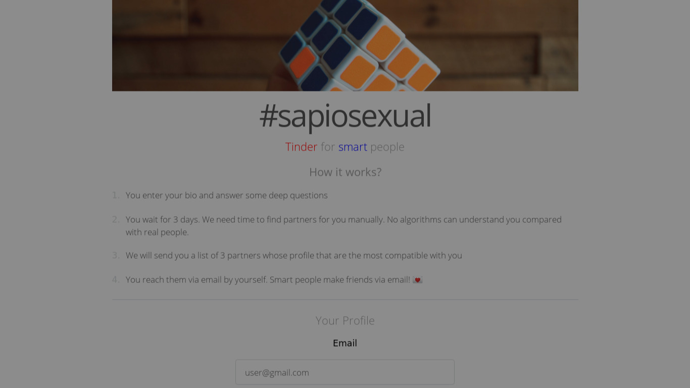 sapiosexual Landing page