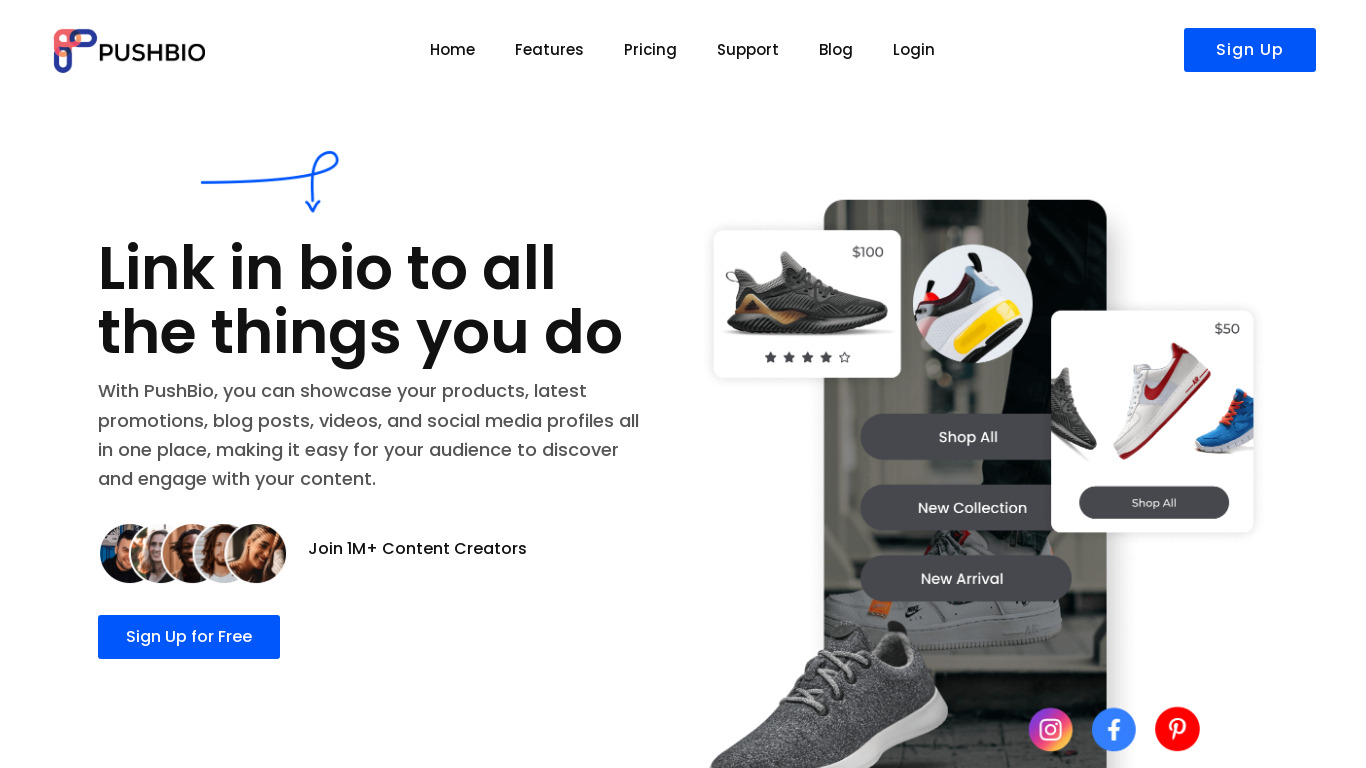 PushBio.io Landing page