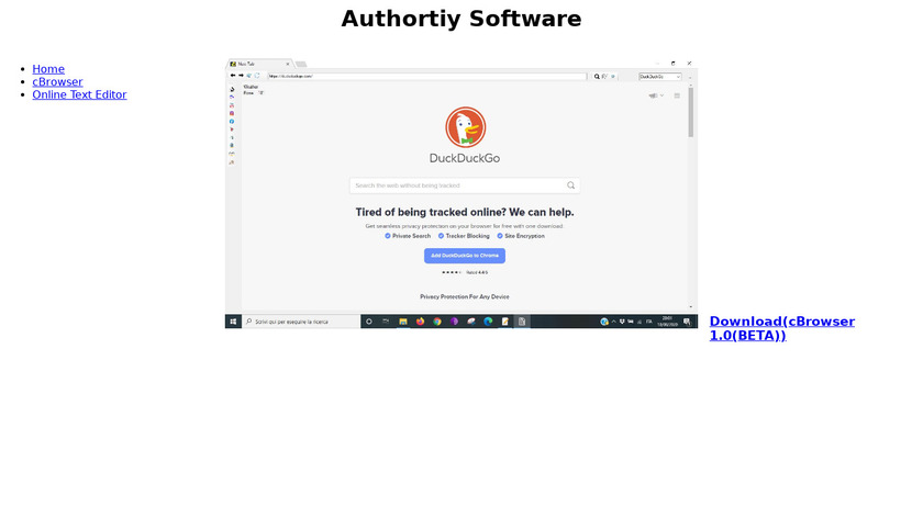 cBrowser(1.0(BETA)) Landing Page