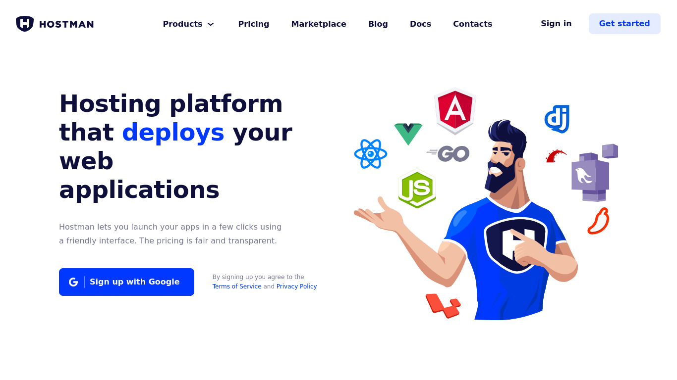 Hostman Landing page