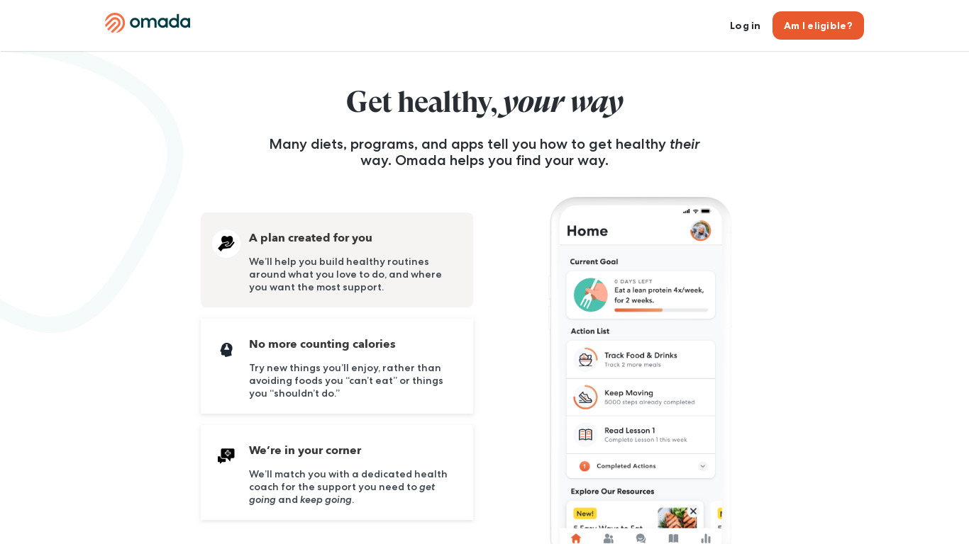 Omada Health Landing page