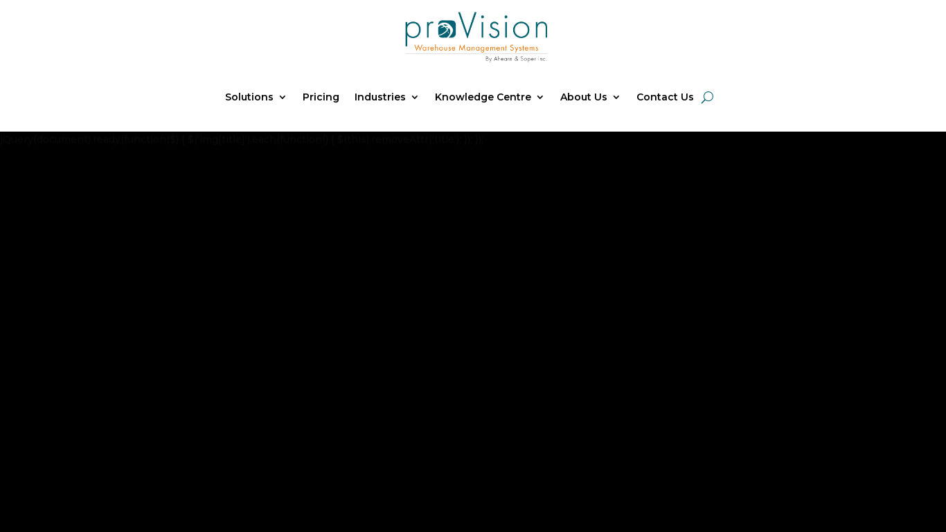 proVision WMS Landing page
