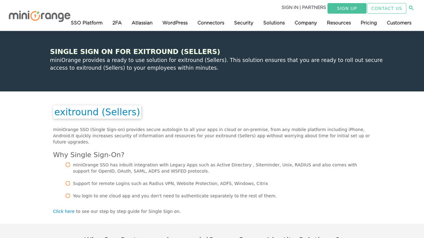 miniorange.com exitround (Sellers) Landing Page