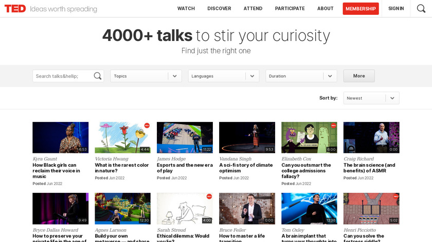 TED Talks Landing Page