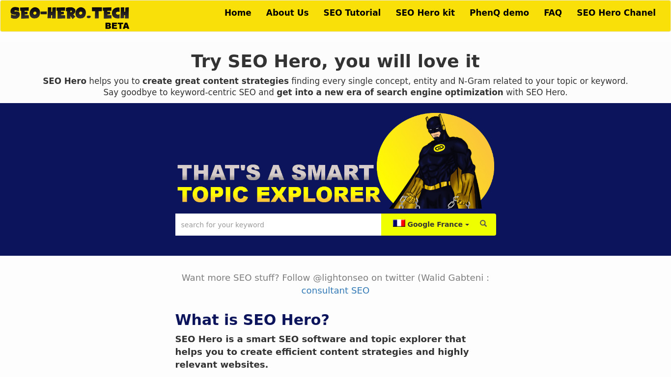 SEO-Hero.tech Landing page