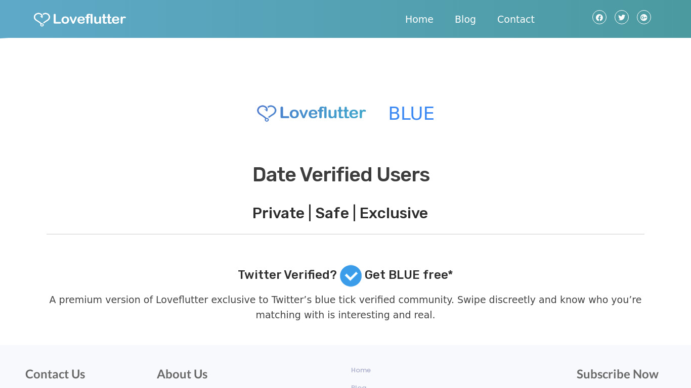 BLUE by Loveflutter Landing page