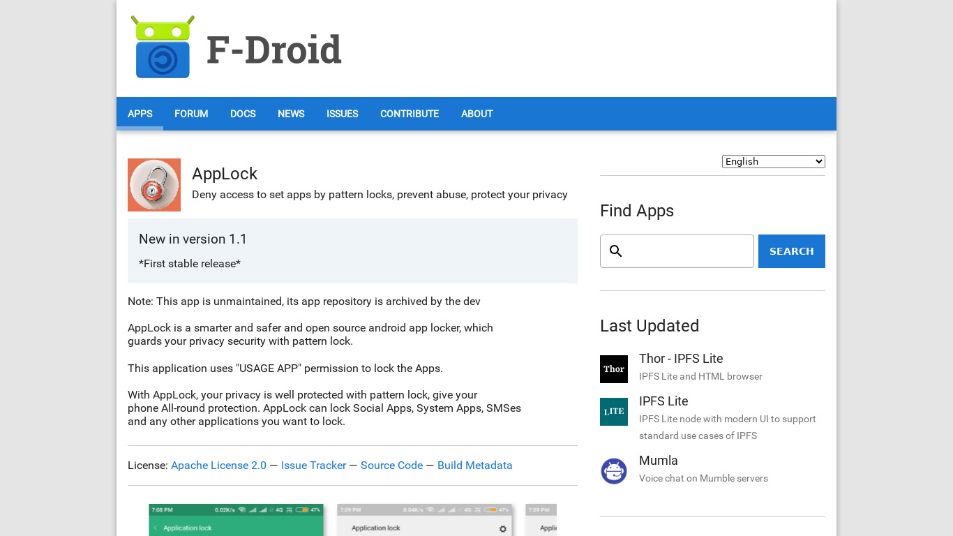 AppLock (FOSS) Landing page