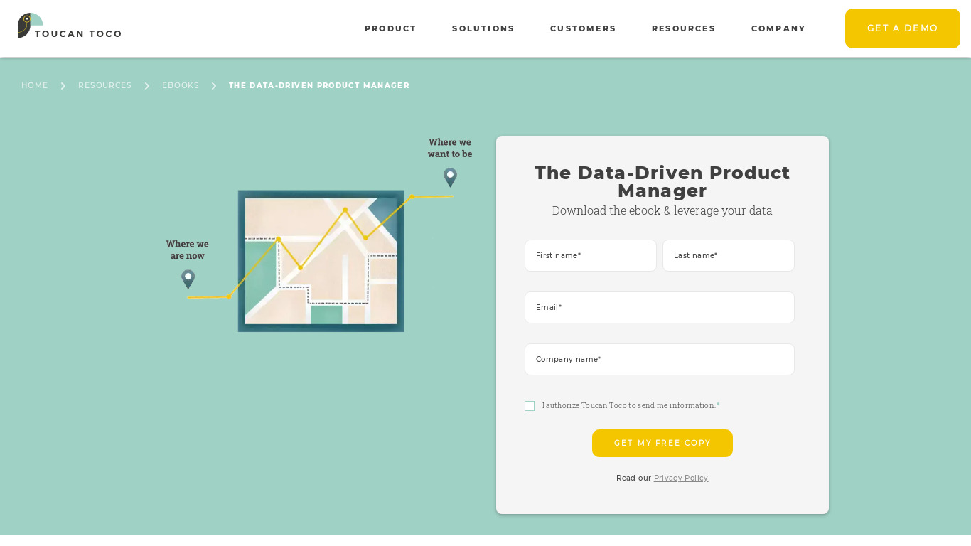 The Data-Driven Product Manager Landing page