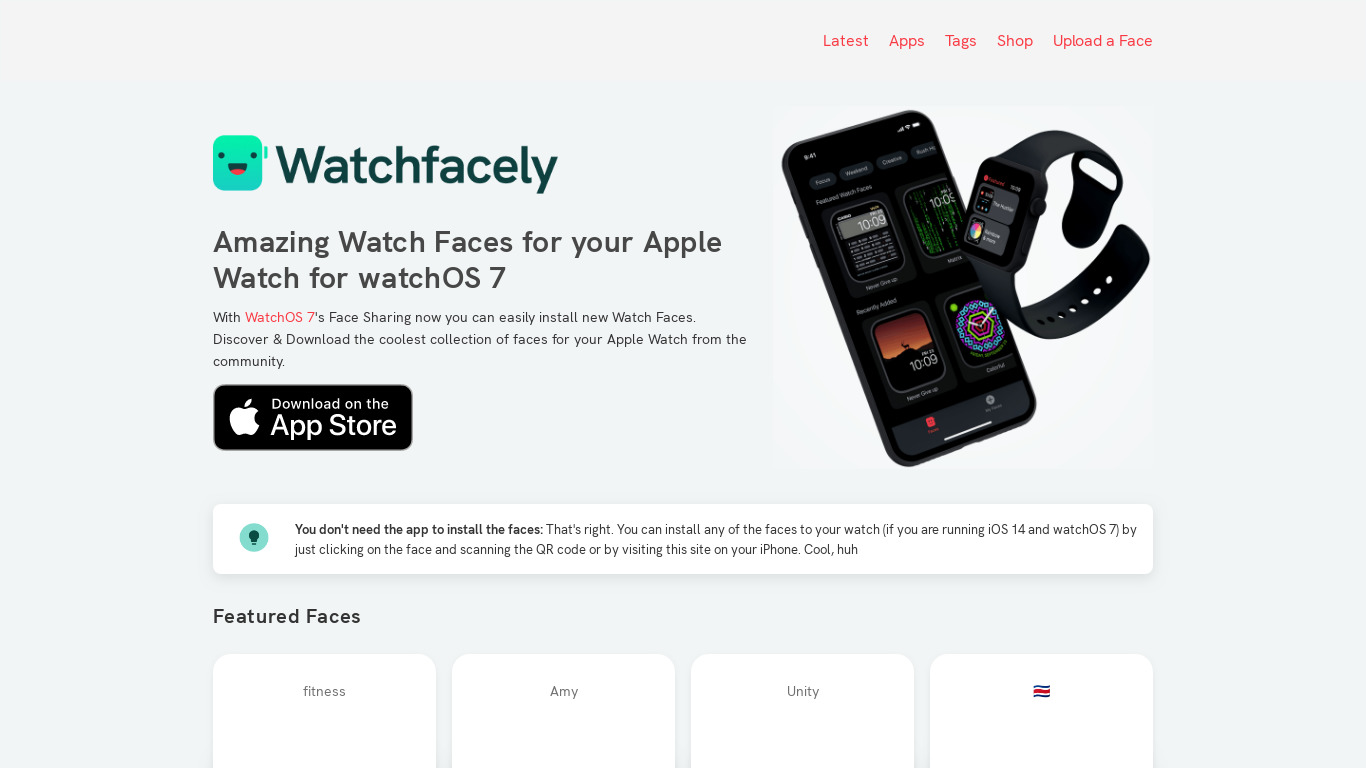 Watchfacely Landing page