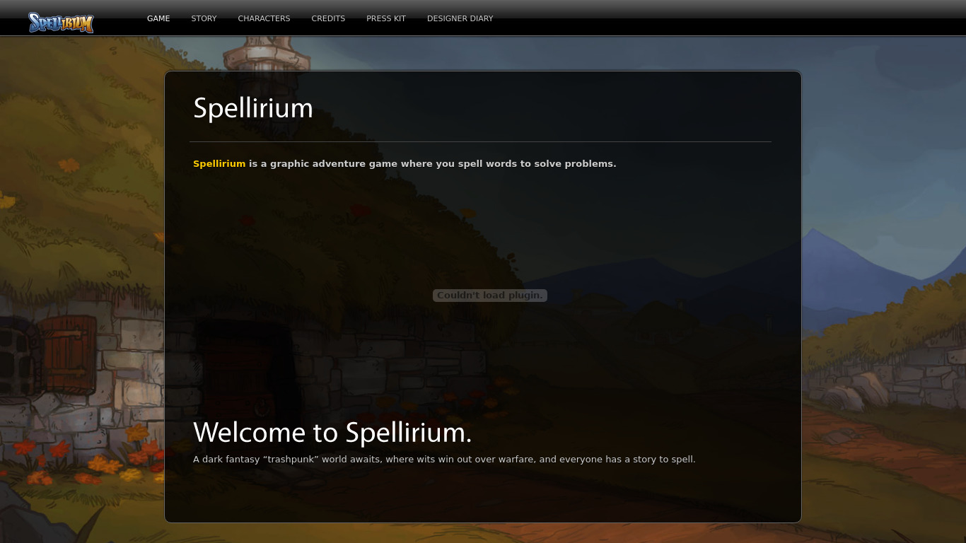 Spellirium Landing page