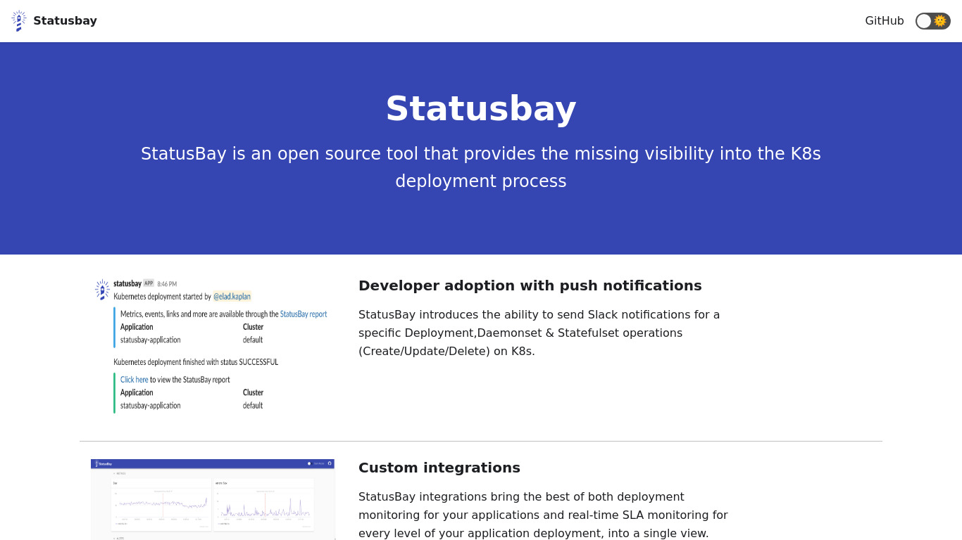 StatusBay Landing page