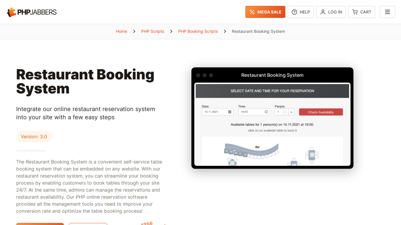 Restaurant Table Booking System Landing page