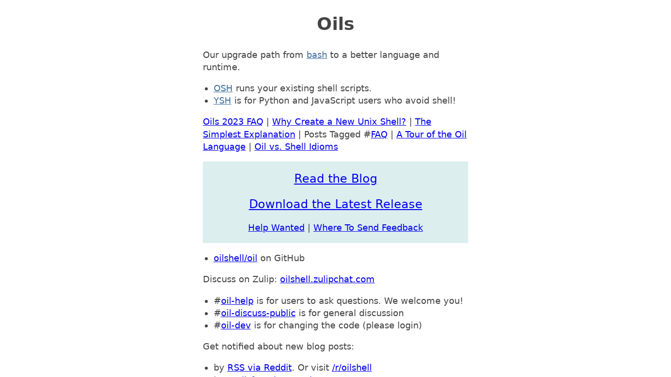 Oil Landing page
