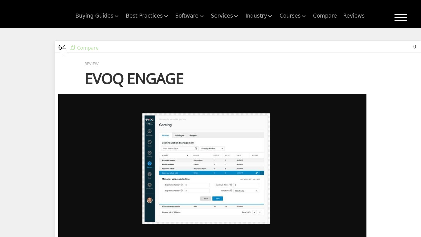 Evoq Engage Landing page