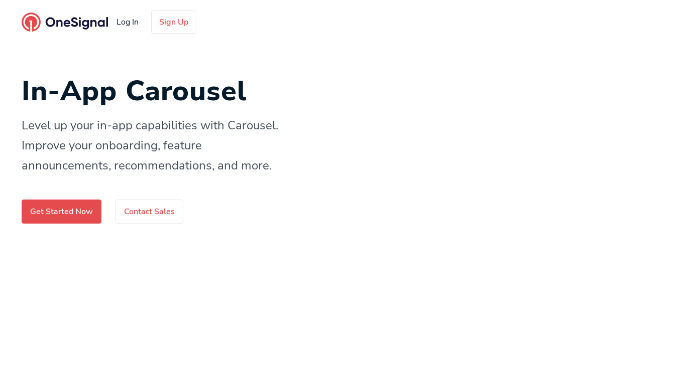 OneSignal In-App Carousel Landing page