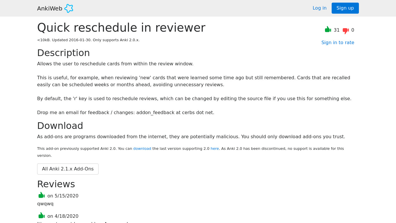 Quick reschedule in reviewer Landing page