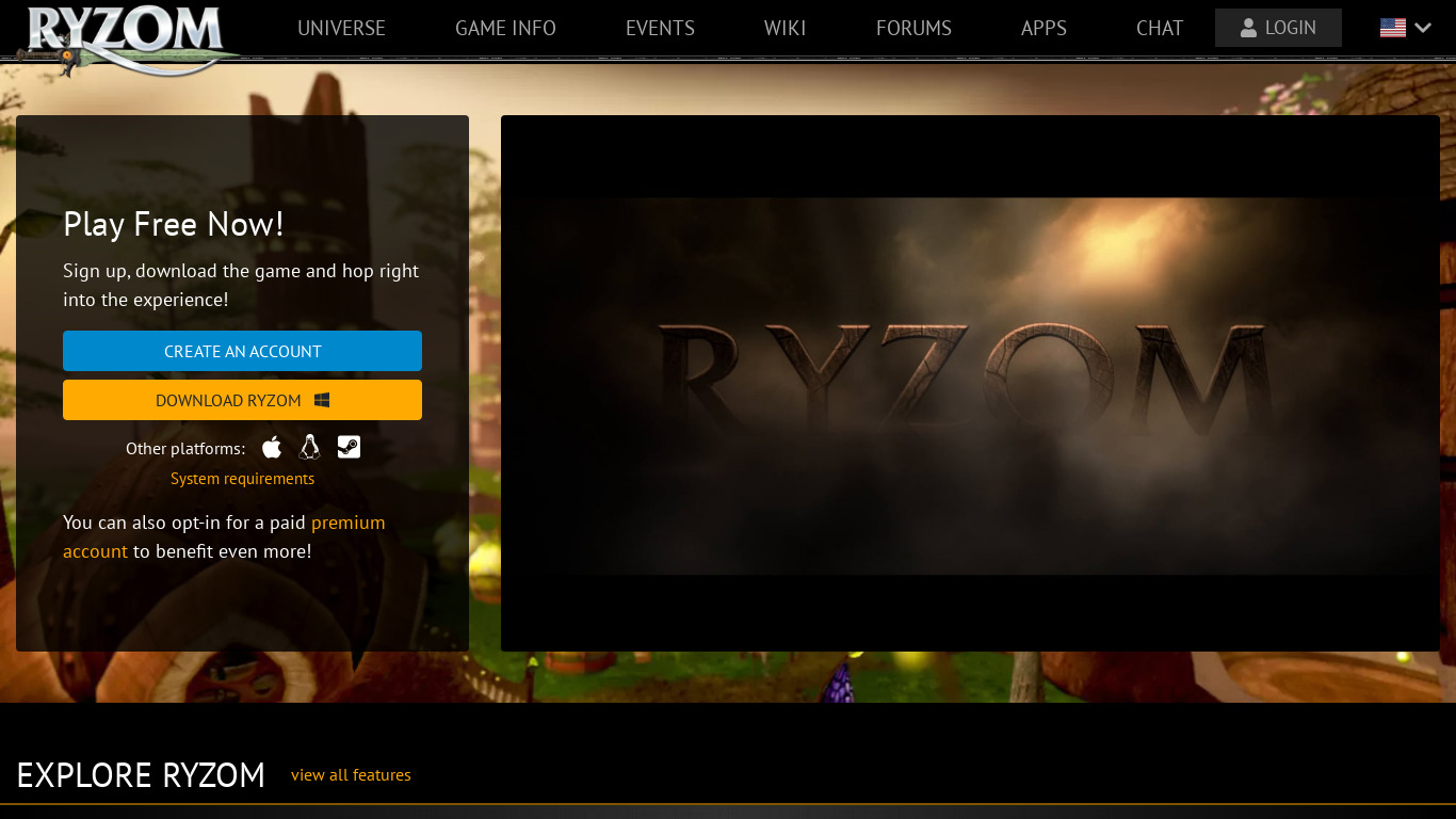 Ryzom Landing page