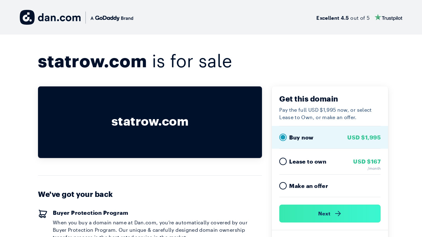StatRow Landing page