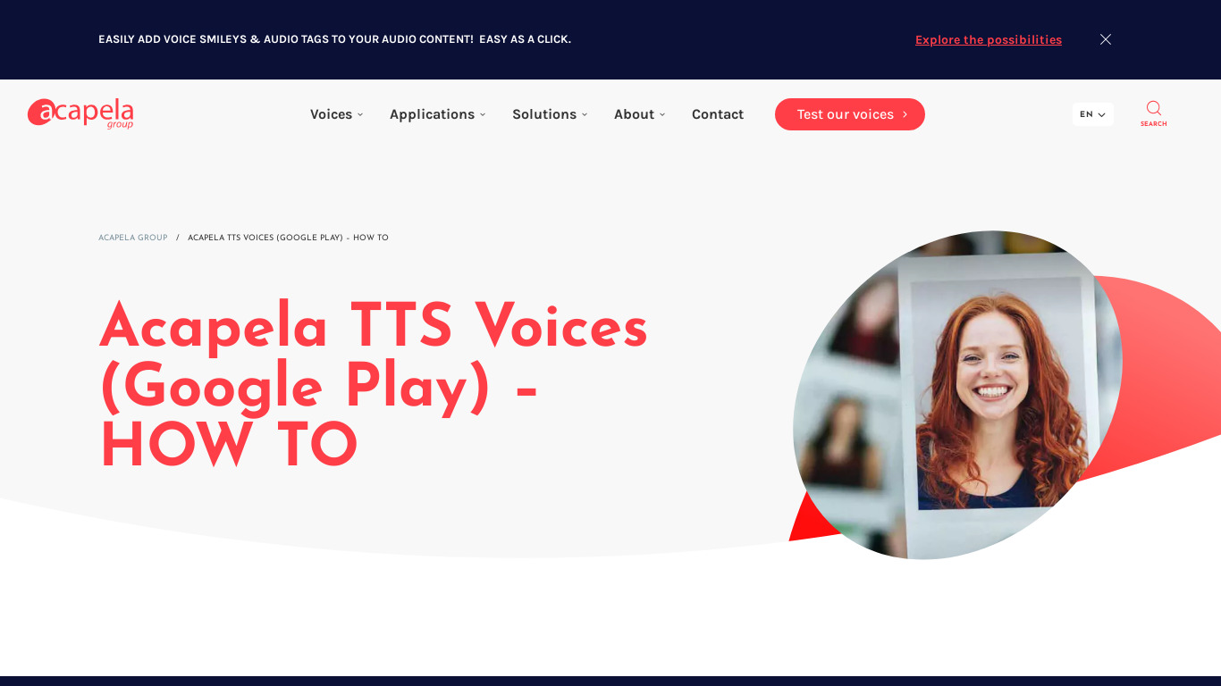 Acapela TTS Voices Landing page
