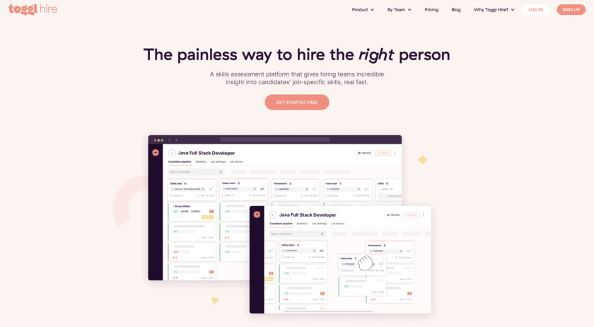 Toggl Hire Landing Page