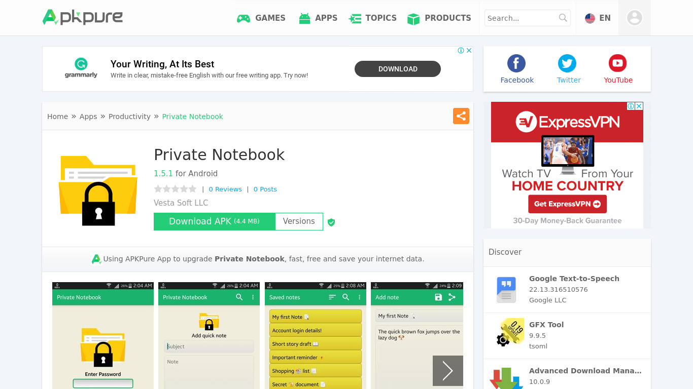 Private Notebook Landing page
